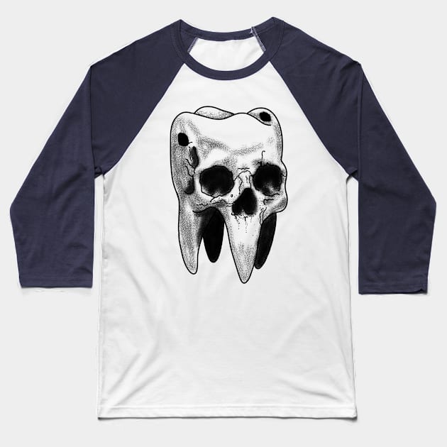 tooth skull Baseball T-Shirt by Moto-MotoMolina